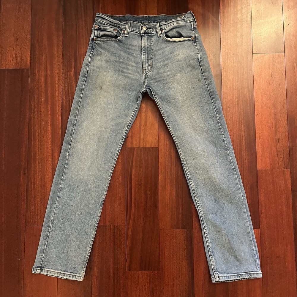 Levis Jeans Mens 32x32 505 Blue Regular Straight Leg Stretch Workwear Whiskering